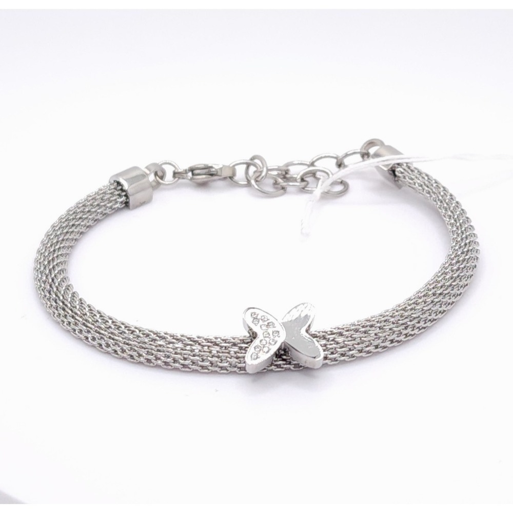 Silver Mesh‎ Butterfly CZ Bracelet